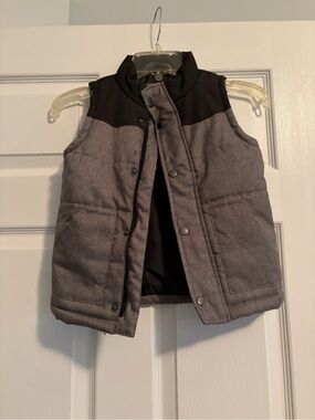 Bienzoe Boys Quilted Puffer Vest - Gray with Black Yoke and Black Interior